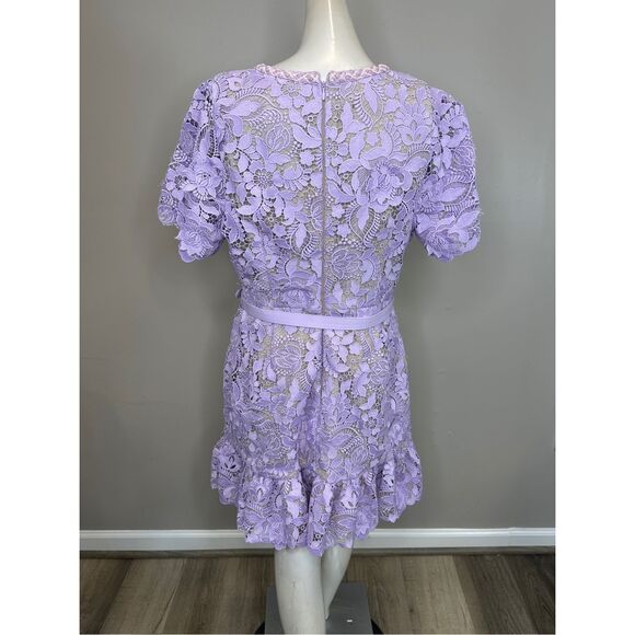 Milly Garden Lace Flounce Minidress in Lilac US12 $525 - Picture 8 of 12